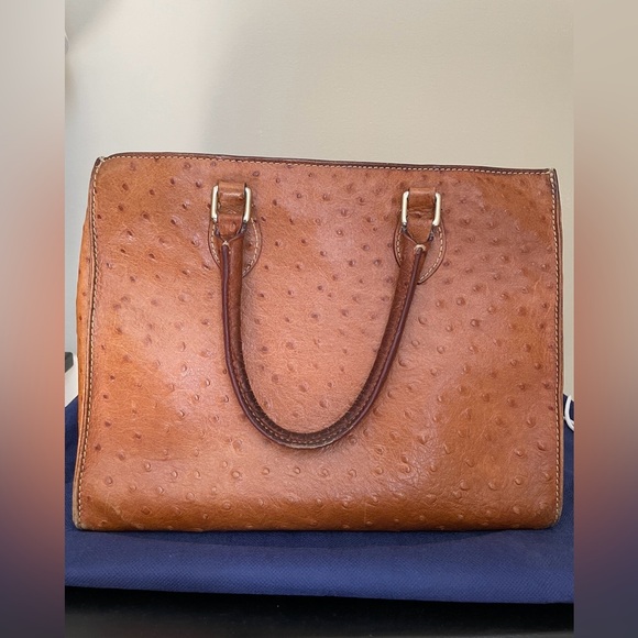 Dooney & Bourke Brown Ostrich Square Shopper Barlow Handbag with Snap Closure - Picture 5 of 15